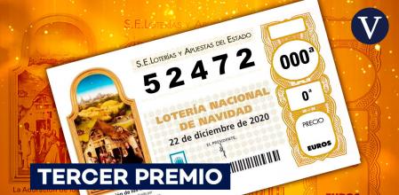 el 52472, tercer premio de la lotería de Navidad de 2020