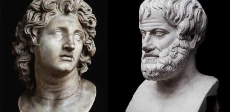 Bustos de Alejandro Magno (izqda.) y Aristóteles