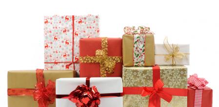 christmas gifts on white background