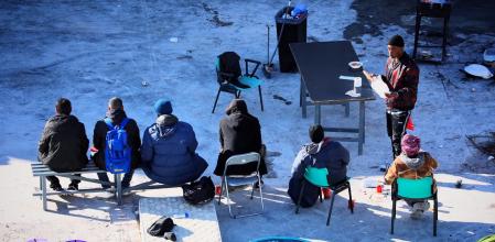 El asentamiento donde estaba la nave incendiada en el Gorg