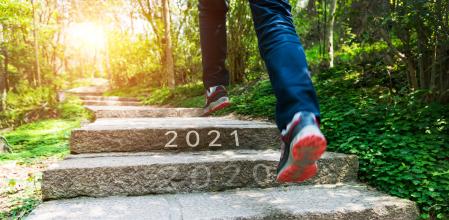 Number of 2019 to 2021 on stones footpath