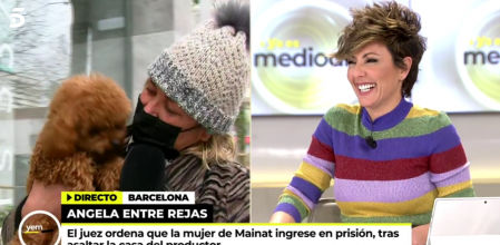 Casi atropellan al perro de Mayka Navarro en directo.