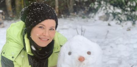 Soraya con un muñeco de nieve este fin de semana