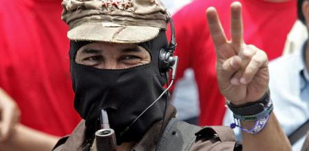 El subcomandante Marcos durante la marcha zapatista del 2001