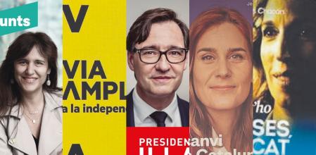 Los carteles electorales de los candidatos a las elecciones presidenciales del 14-F