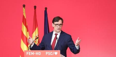 Salvador Illa ayer en un acto en la sede central del PSC