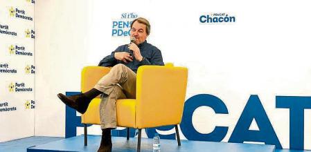 Artur Mas, este sábado, en su intervención en el mitin de Reus desde la sede del PDECat