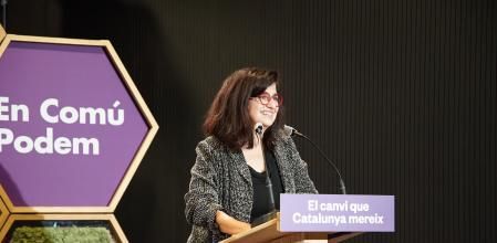 Rosa Lluch este domingo en el acto central de En Comú Podem en Girona, en Lloret de Mar