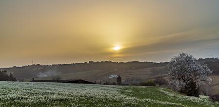 Puesta de sol con polvo en suspensión en Cardedeu.