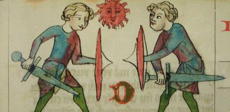 Detalle de un duelo judicial, entre 1350 y 1375