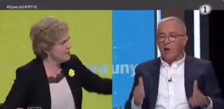 Duro enfrentamiento entre Pilar Rahola y Xavier Sardà en el especial elecciones catalanas de TVE