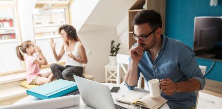 Father working at home.Family concept.
