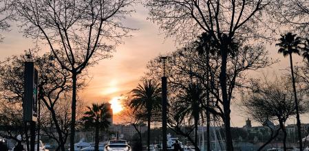 Vistas del atardecer en La Barceloneta.