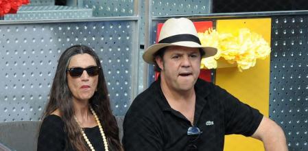 La actriz Ángela Molina y sus marido Leo Blakstad durante una competición de tenis en Madrid en el 2012