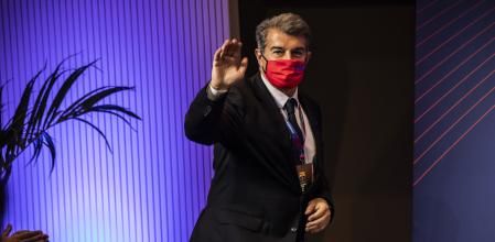 Joan Laporta en la noche de su segundo triunfo electoral