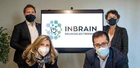 Barcelona- Asabys partners, Inbrain Neuroelectronics-Carolina aguilar CEO,Josep sanfeliu Managin Partner, Jose garrido Cso- Motserrat vendrell Alta Life Sciences- foto Ana Jiménez