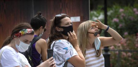Un grupo de turistas en Barcelona