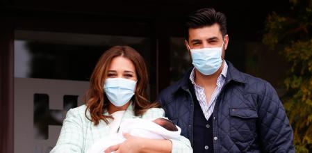 La actriz Paula Echevarria y el ex futbolista Miguel Torres presentan ante los medios a su hijo Miguel Torres Echevarria en Madrid