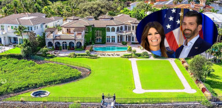 Vista aérea de la finca y la mansión a la que se traslada Don Jr y Kimberly Guilfoyle.