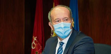 El ministro de Justicia, Juan Carlos Campo, durante una reunión con la Sala de Gobierno del Tribunal Superior de Justicia de Navarra (TSJN), a 21 de abril de 2021, en Pamplona, Navarra (España). Campo ha mantenido esta reunión un día después de afirmar en el Foro Ser Navarra que 
