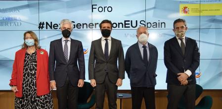 El presidente del PP, Pablo Casado,en una conferencia sobre los planes de reconstrucción de la fundación Concordia y Libertad