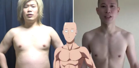 El antes y el después de Jigoku Dera Guren Maru tras seguir la rutina de Saitama