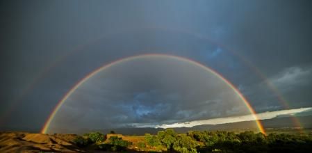 Doble arco iris al anochecer en Manlleu.
