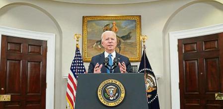 U.S. President Joe Biden speaks about the Colonial Pipeline shutdown at the White House in Washington, U.S., May 13, 2021. REUTERS/Kevin Lamarque