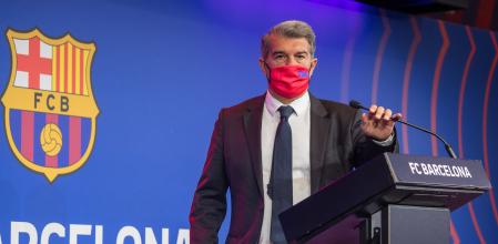 Joan Laporta durante su comparecencia