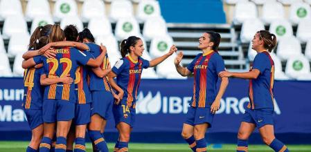 Semifinales Copa de la Reina Madrid CFF. Fc Barcelona en el estadio Burtaque Leganes Celebración Gol del Barcelona