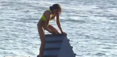 Olga en la prueba en la que fue descalificada