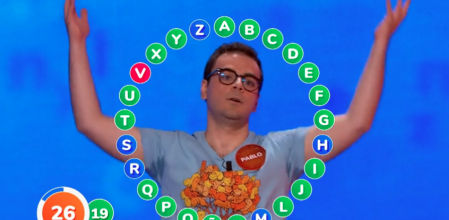 Pablo Díaz, enfadado tras fallar una definición en 'Pasapalabra'