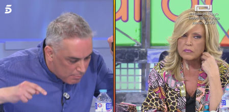 Kiko Hernández y Lydia Lozano discuten en 'Sálvame'.