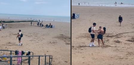 El bebé se había perdido e iba deambulando por una calle muy transitada cercana a la playa.