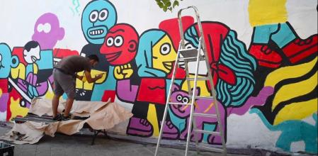 Mural de Luis Demano y Elías Taño, que reflejaron en él las ideas aportadas por los vecinos del barrio.