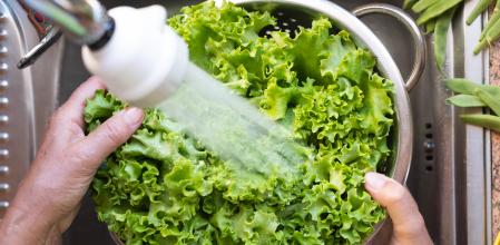 Recipiente de lechuga pasado por agua