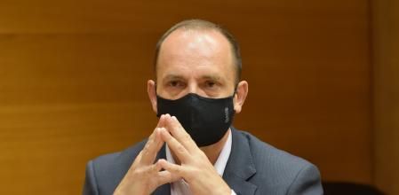 El vicepresidente segundo del Consell, Rubén Martínez Dalmau, durante su comparecencia en comisión.