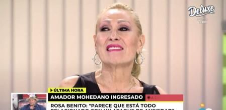 Rosa Benito se entera en directo de la hospitalización de Amador Mohedano
