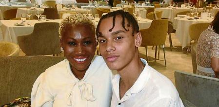 CANNES, FRANCE - JULY 06: Nicole Coste her son (son of Prince Albert de Monaco) Alexandre Grimaldi Coste attend 