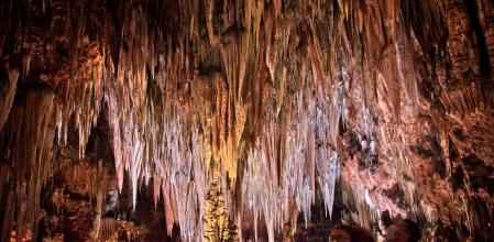 Visitantes dentro de la cueva.