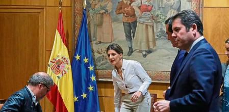 La ministra de trabajo se reune con los agentes sociales Por parte de los sindicatos acudirán a la reunión los secretarios generales de UGT y CCOO, Pepe Alvárez y Unai Sordo y, por parte de la patronal, los presidentes de CEOE, Antonio Garamendi, y de CEPYME, Gerardo Cuerva. Foto Emilia Gutierrez 22/01/2020