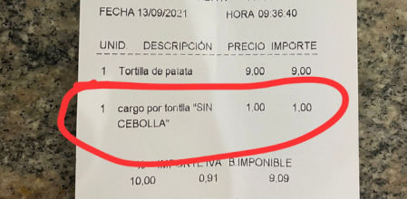 El cliente se quedó muy sorprendido por este inesperado cargo
