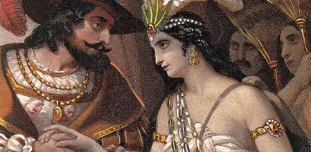 Hernán Cortés y compañera, doña Marina, la Malinche, nacida en el actual estado de Veracruz.