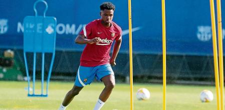 Ansu Fati en un entrenamiento en septiembre