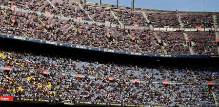 BARCELONA, SPAIN - SEPTEMBER 26: General view of the action during the LaLiga Santander match between FC Barcelona and Levante UD at Camp Nou on September 26, 2021 in Barcelona, Spain. (Photo by David Ramos/Getty Images)