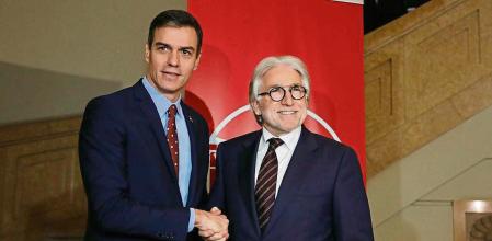 FOTO ALEX GARCIA EL PRESIDENTE PEDRO SANCHEZ SE REUNE CON EMPRESARIOS EN FOMENT DE TREBALL. CON JOSEP SANCHEZ-LIBRE 2020/02/07
