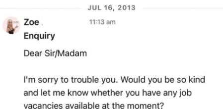 Solicita un empleo en 2013 y la respuesta de la empresa en 2021 provoca miles de carcajadas