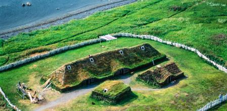 Aerial image of L'Anse aux Meadows, Newfoundland, Canada