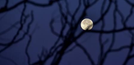 La Luna llena del Cazador al alba, en Mijas.