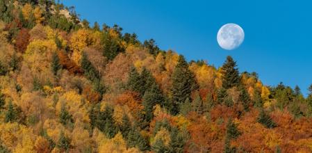 La luna en el paisaje otoñal de Setcases.